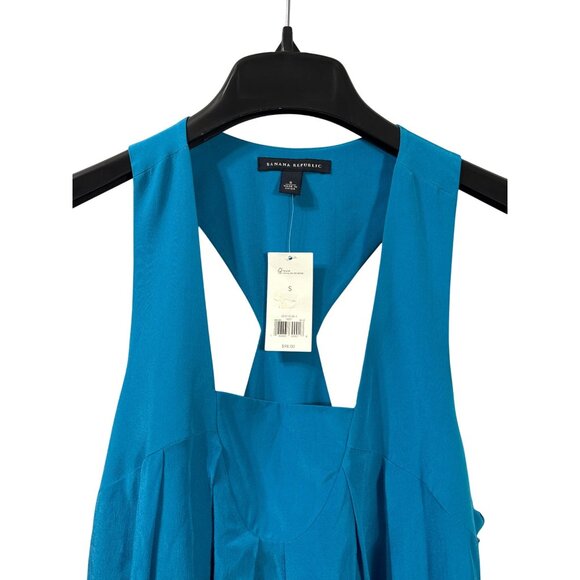 Banana Republic Blue Sleeveless Silk Dress Racerback Size S New - Picture 2 of 6